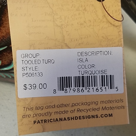 Patricia Nash isla tooled turquoise NWT - Picture 7 of 8